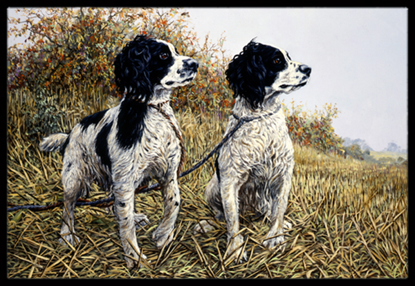 Two Springer Spaniels by Michael Herring Indoor or Outdoor Mat, 24 x 36