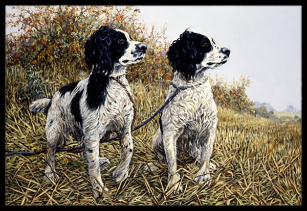 Two Springer Spaniels by Michael Herring Indoor or Outdoor Mat, 18 x 27
