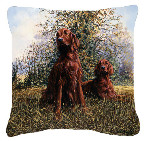 Red Irish Setters by Michael Herring Canvas Decorative Pillow - Red