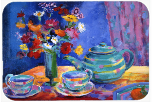 Blue Tea by Wendy Hoile Glass Large Cutting Board