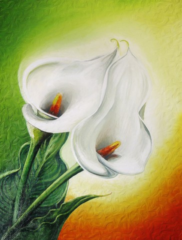 Lilies by Sinead Jones Flag Canvas House Size
