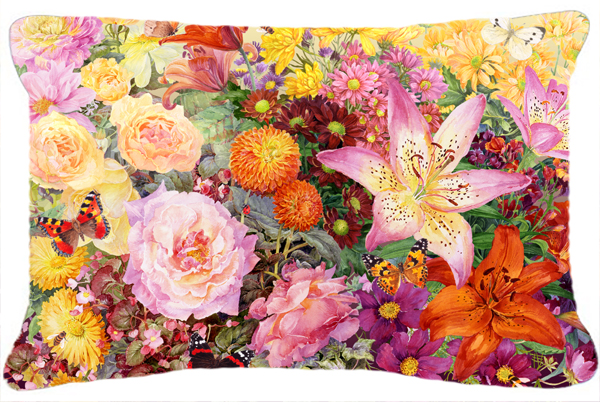 Autumn Floral by Anne Searle Fabric Decorative Pillow