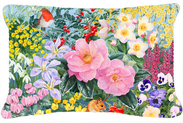 Winter Floral by Anne Searle Fabric Decorative Pillow