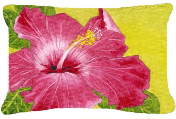 Hot Pink Hibiscus by Malenda Trick Fabric Decorative Pillow
