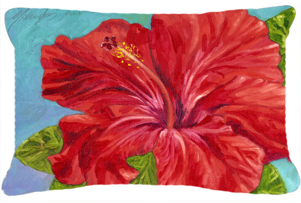 Red Hibiscus by Malenda Trick Fabric Decorative Pillow