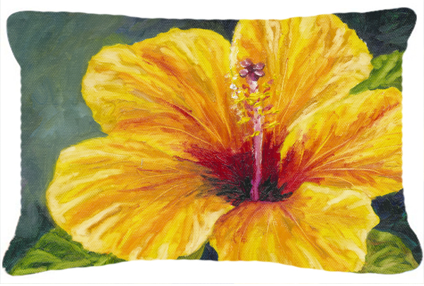 Yellow Hibiscus by Malenda Trick Fabric Decorative Pillow - Yellow