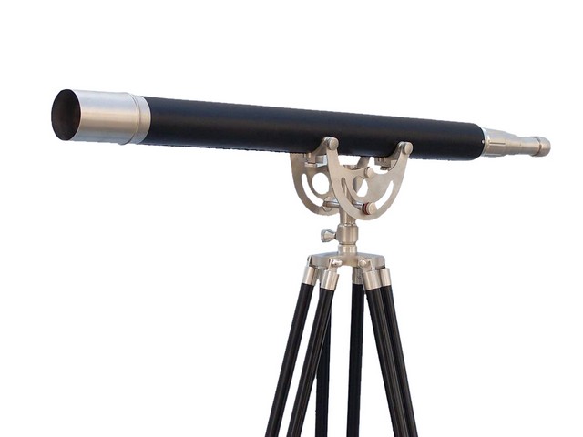 ST-0148-BN-L Floor Standing Brushed Nickel with Leather Anchormaster Telescope, 65 in.