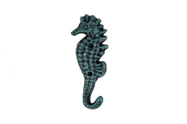 Seahorse Hook - Seaworn Blue - 7 in. - Nautical Decor