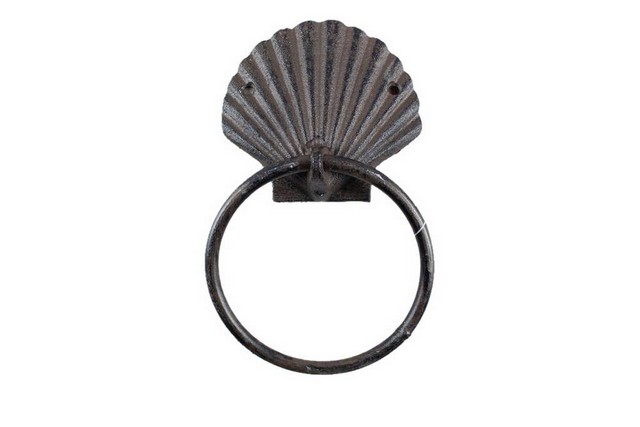 K-0102F-cast iron Cast Iron Seashell Towel Holder- 8.5 in.