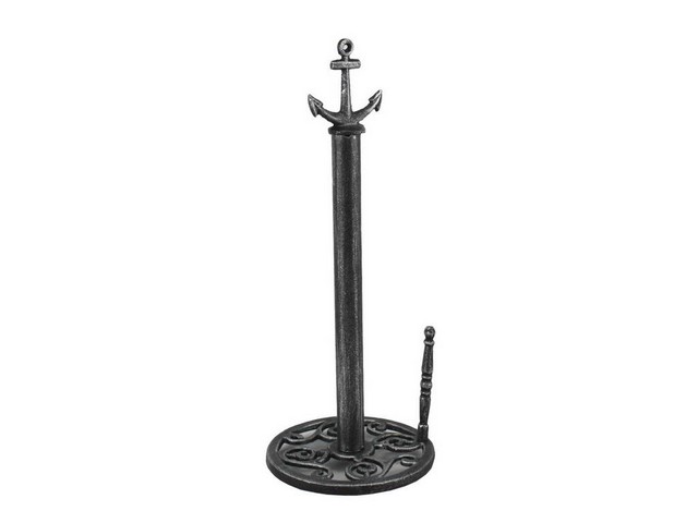 Picture of Handcrafted Decor K-1414B-silver Antique Silver Cast Iron Anchor Paper Towel Holder- 16 in.