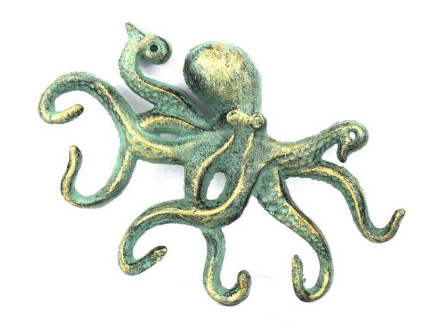 Antique Bronze Cast Iron Octopus Hook, 11 in.