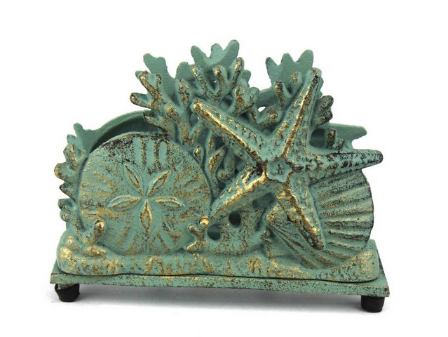 Picture of Handcrafted Decor K-1408-bronze Antique Bronze Cast Iron Seashell Napkin Holder- 7 in.