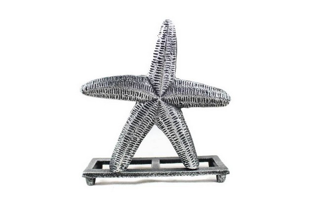Picture of Handcrafted Decor K-1407-silver Antique Silver Cast Iron Starfish Napkin Holder- 6 in.