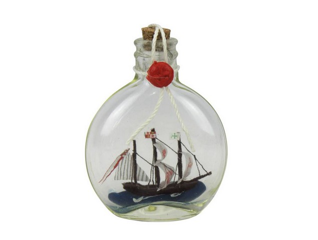 Picture of Handcrafted Decor SMBottle4 Santa Maria Model Ship in a Glass Bottle- 4 in.