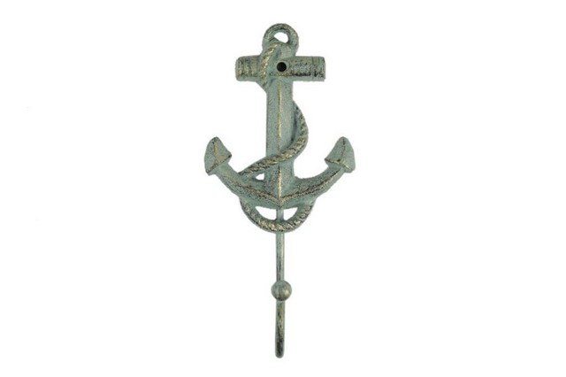 Antique Bronze Cast Iron Anchor Hook, 7 in.