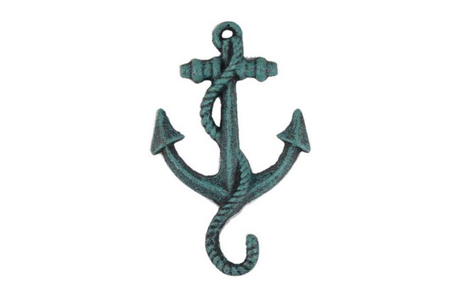 Seaworn Blue Cast Iron Anchor Hook, 5 in.