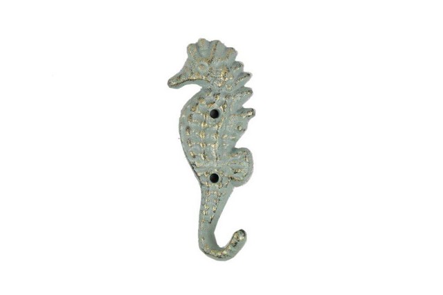 Antique Bronze Cast Iron Seahorse Hook - 7 in.