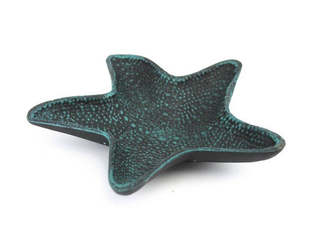 Seaworn Blue Cast Iron Starfish Decorative Bowl- 8 in.