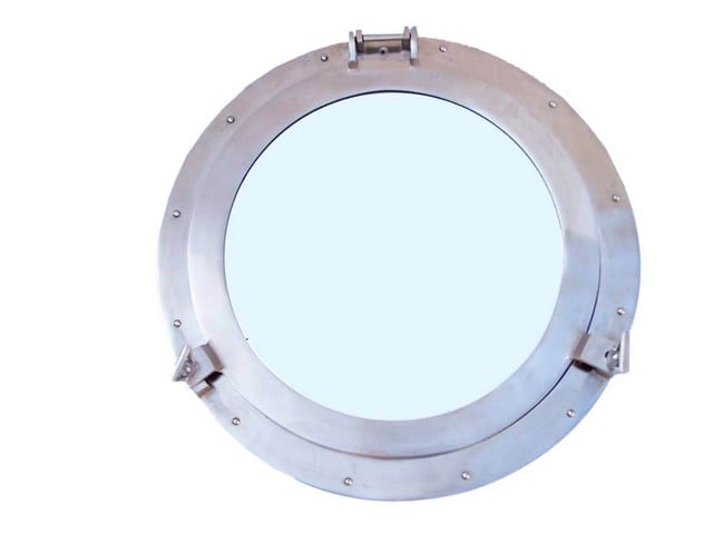 Brushed Nickel Deluxe Class Decorative Ship Porthole Window- 20 in.