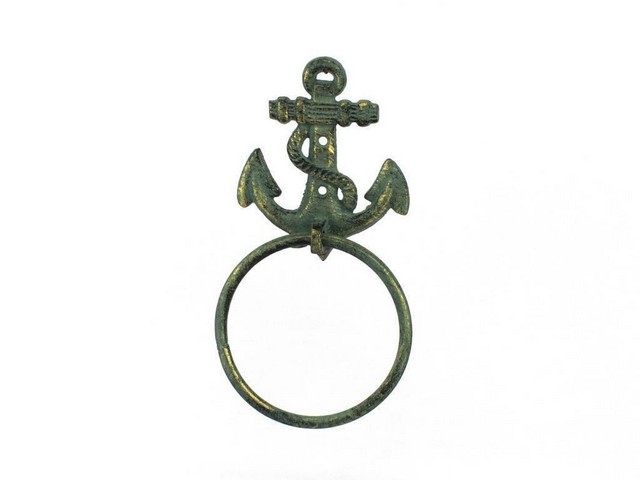 Antique Bronze Cast Iron Anchor Towel Holder- - 8.5 in.