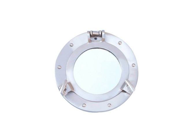 MC-1962-10-BN-M Brushed Nickel Deluxe Class Decorative Ship Porthole Mirror- 8 in.