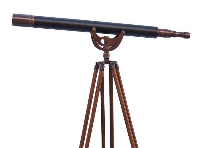 ST-0148-ACL Floor Standing Antique Copper with Leather Anchormaster Telescope- 65 in.