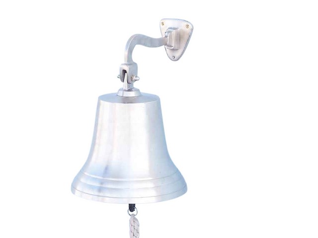 Brushed Nickel Hanging Ships Bell, 15 in.