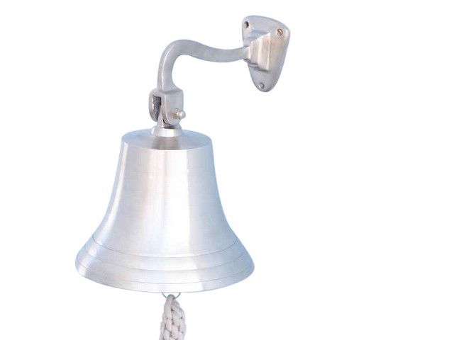 Picture of Handcrafted Decor Bl-2019-9-BN Brushed Nickel Hanging Ships Bell&#44; 11 in.