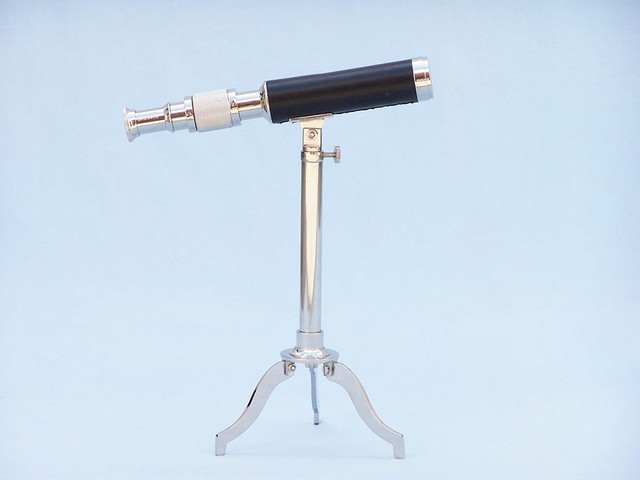 ST-0140-CHL Chrome with Leather Telescope on Stand- 17 in.