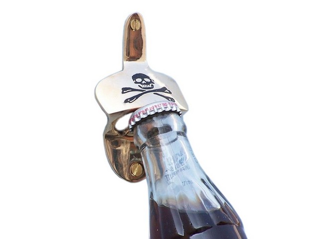 Picture of Handcrafted Decor MC-2103 Solid Brass Pirate Skull & Crossbones Wall Mounted Bottle Opener- 3.5 in.