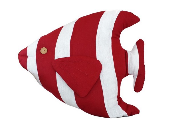 Red Tropical Fish Pillow- 18 in.