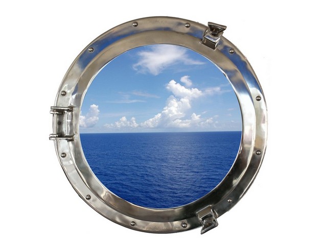 Chrome Decorative Ship Porthole Window- 24 in.