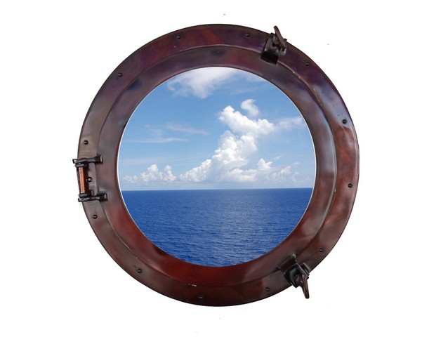 Antique Copper Decorative Ship Porthole Window- 20 in.