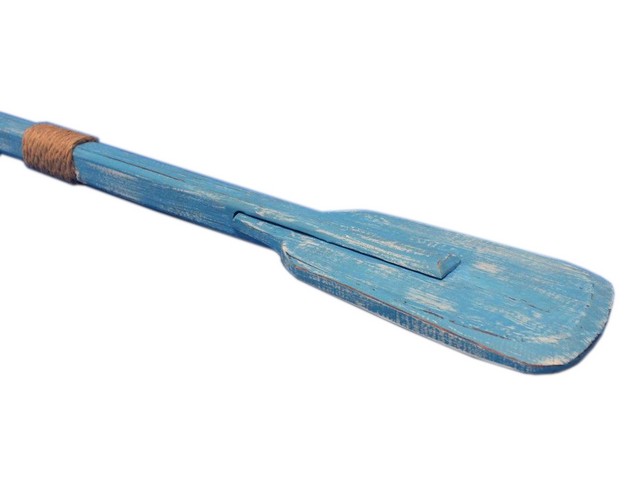 Picture of Handcrafted Decor Solid-Light-Blue-Oar-24-202 Wooden Rustic Laguna Lake Decorative Squared Boat Oar with Hooks- 24 in.