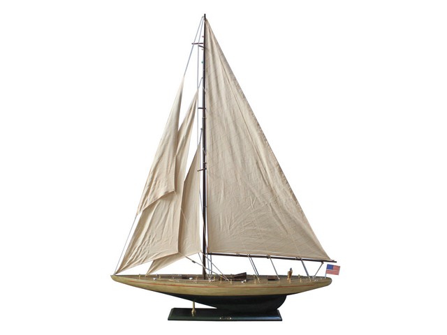 Picture of Handcrafted Decor R -ENTERPRISE60 Wooden Rustic Enterprise Model Sailboat Decoration- 60 in.