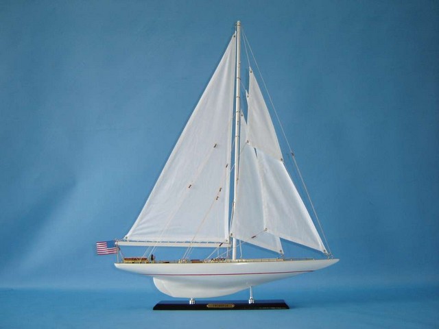 Picture of Handcrafted Decor Intrepid 27 Wooden Intrepid Limited Model Sailboat Decoration- 27 in.
