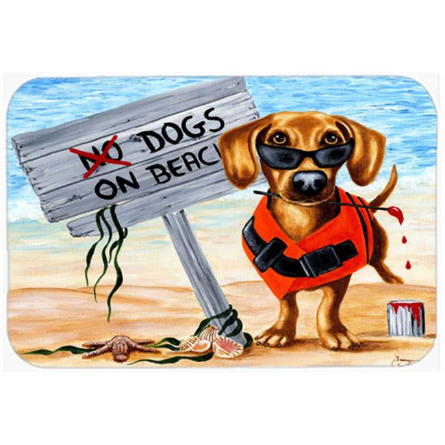 Carolines Treasures AMB1341LCB The Dog Beach Dachshund Glass Large Cutting Board