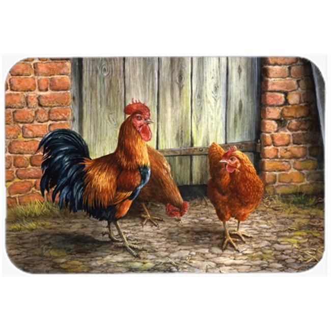 Carolines Treasures BDBA0056LCB Rooster & Chickens by Daphne Baxter Glass Lar...