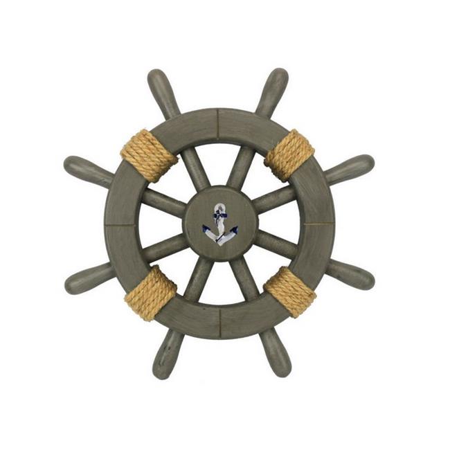Handcrafted Decor Rustic-Grey-SW-12-Anchor Antique Decorative Ship Wheel with...