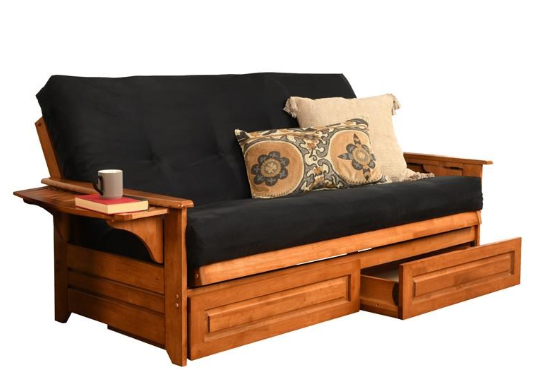 Picture of Kodiak Furniture Phoenix Futon with Suede Fabric mattress in Black/Barbados frame.