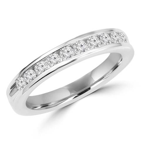 Picture of Majesty Diamonds Multi-Stone Round Cut CZ Wedding Band Ring in 0.925 Sterling Silver- 0.8 Carat