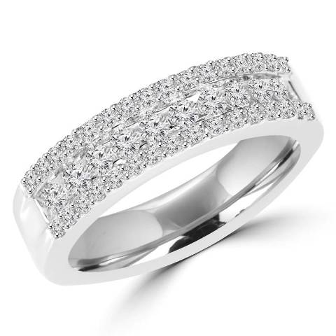 Picture of Majesty Diamonds Multi-Stone Round Cut CZ Wedding Band Ring in 0.925 Sterling Silver- 0.75 Carat