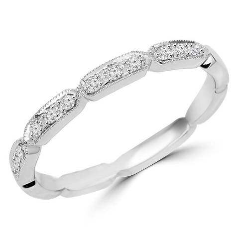 Picture of Majesty Diamonds Round Cut CZ Wedding Band Ring in 0.925 Sterling Silver- 0.2 Carat