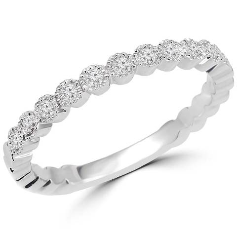 Picture of Majesty Diamonds Round Cut CZ Wedding Band Ring in 0.925 Sterling Silver- 0.3 Carat