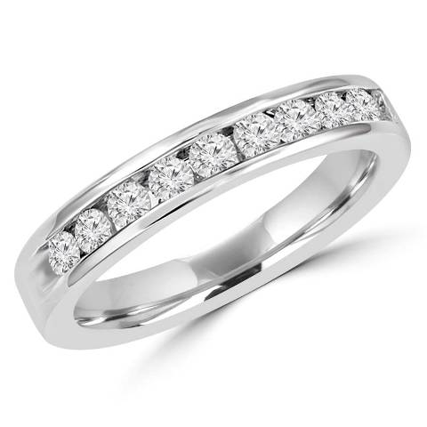 Picture of Majesty Diamonds Round Cut CZ Semi-Eternity Ring in 0.925 Sterling Silver- 0.9 Carat