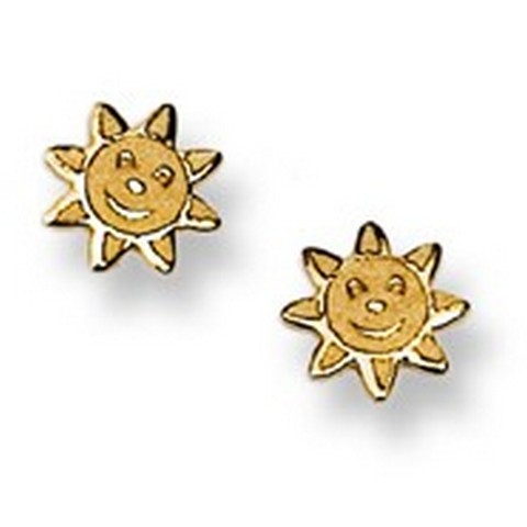 Smiling Sunshine Stud Baby Earrings in 14K Yellow Gold