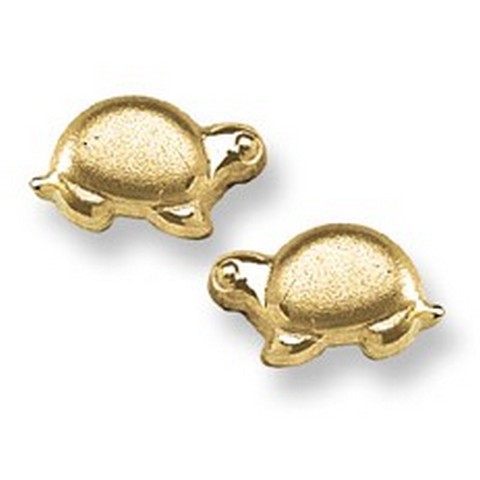 Baby Turtle Stud Baby Earrings in 14K Yellow Gold