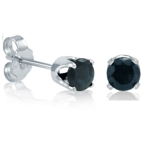 Picture of Amanda Rose Collection Sapphire Stud Earrings Set in Sterling Silver, 0.60 ct