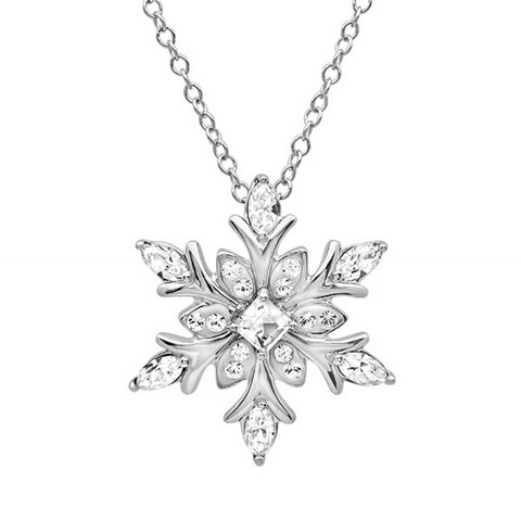 Picture of Amanda Rose Collection Sterling Silver Snowflake Pendant - Necklace in Swarovksi Crystals