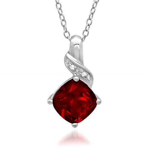 Picture of Amanda Rose Collection Created Ruby & Diamond Pendant - Necklace in Sterling Silver&#44; 2.5 ct